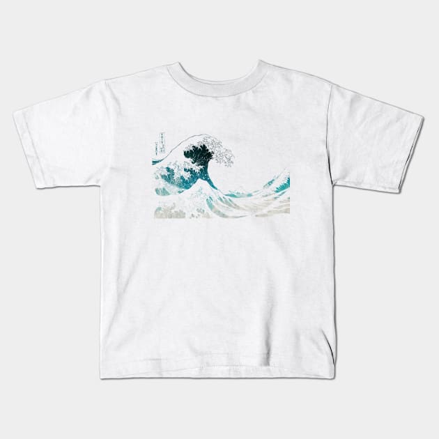 The Great Wave Off Kanagawa Wave Texture Kids T-Shirt by tonylonder